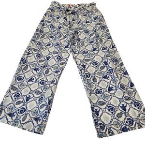 New Isaac Mizrahi Palazzo Pants Large 100% Linen Wide Leg Soft Pants NWT